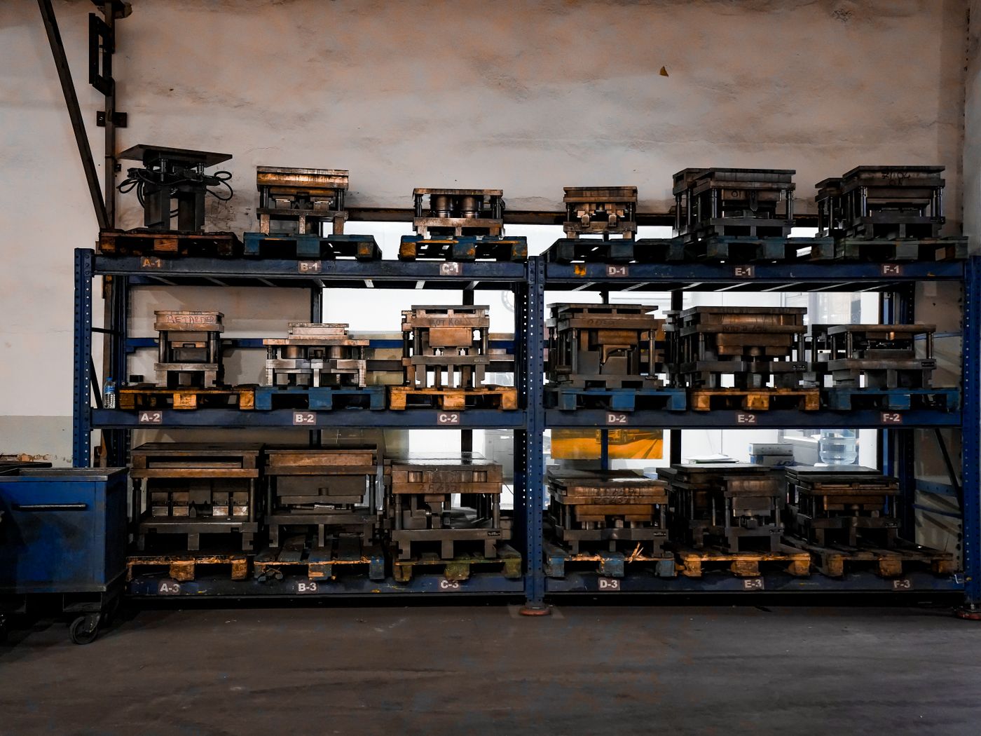 Machined mold and die blocks on a shop floor
