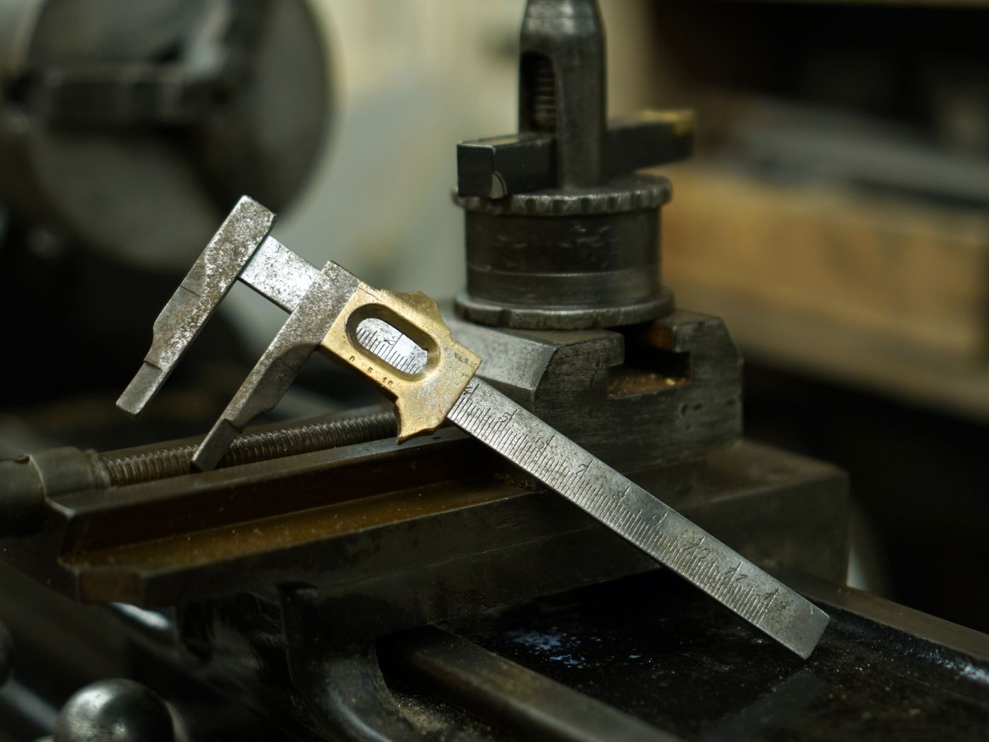 A precision caliper on machined tooling