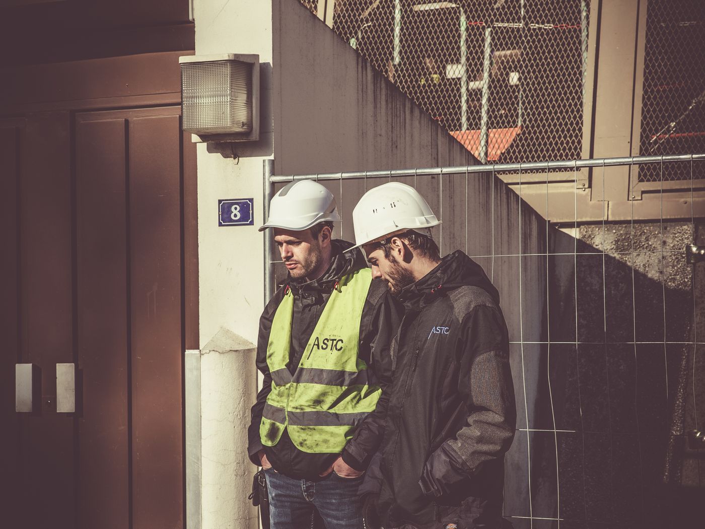 Workers on an active building site